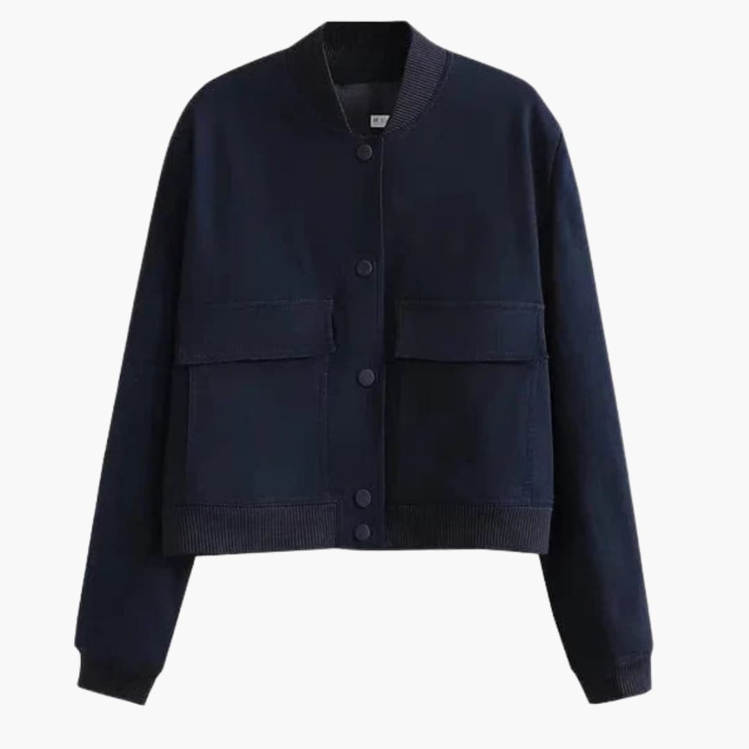 Women’s Jacket with Button Closure and Ribbed Hem