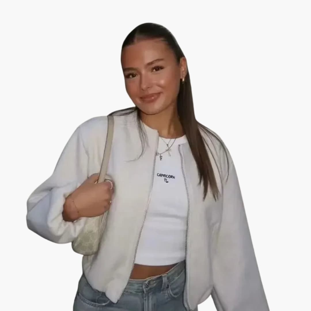 Women’s Jacket with Round Neck and Zipper Closure