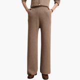 Women’s Knitted Trousers with Elastic Waist and Wide Legs