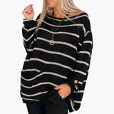 Women’s Striped Pullover Sweater with Patch Pocket