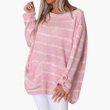 Women’s Striped Pullover Sweater with Patch Pocket