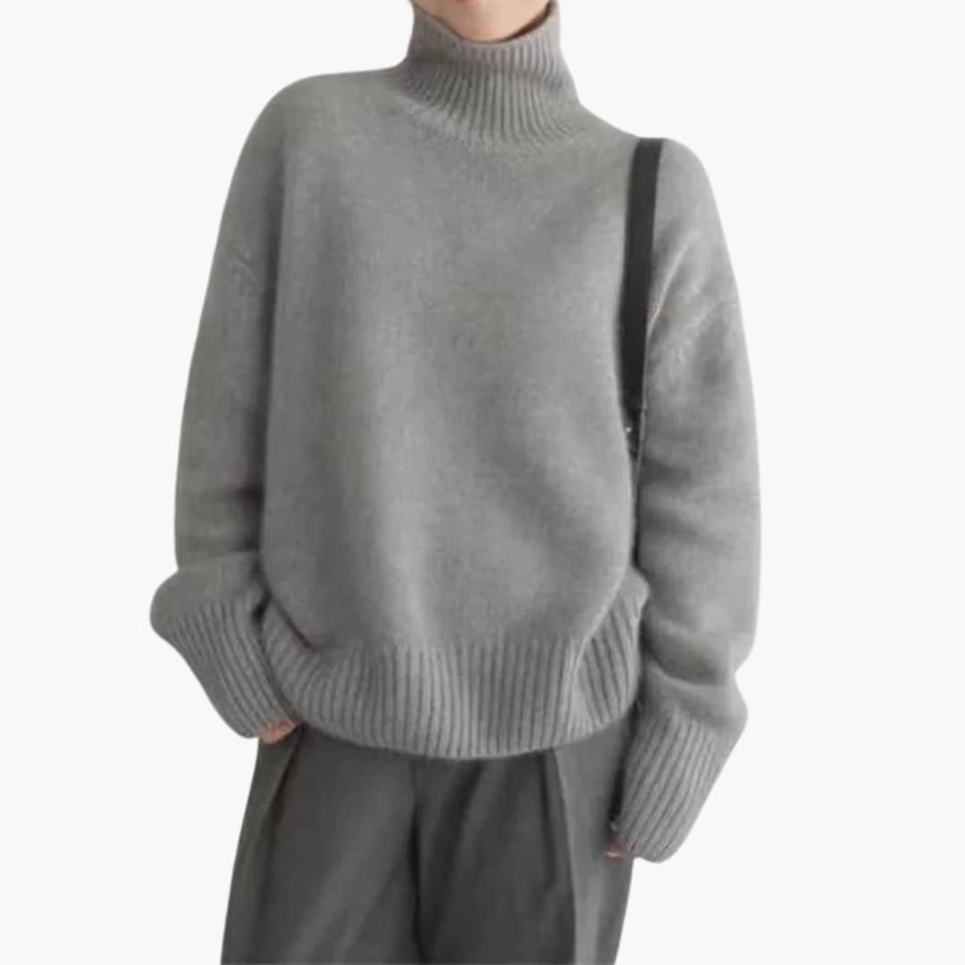 Women’s Turtleneck Sweater with Ribbed Edges