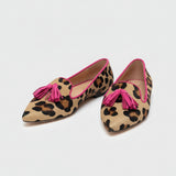 Animal print ballet flats with chic tassels