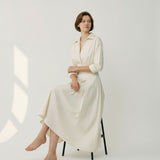 Women’s Long Shirt Dress with Waist Detail and Button Front