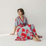 Floral Dress with V-Neck for Women – Elegant & Long