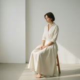 Women’s Long Shirt Dress with Waist Detail and Button Front