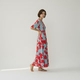 Floral Dress with V-Neck for Women – Elegant & Long