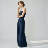Women’s Strapless Jumpsuit with Wide Legs and Defined Waist